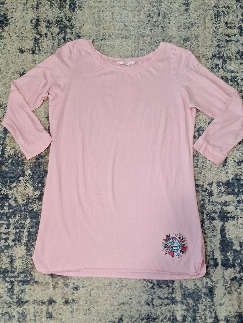 Victoria's Secret Pink Women's Long Sleeve Sleep Shirt/Nightgown Size Large